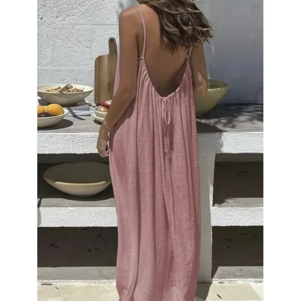 Sd6f26ba750754ec09a070215135020abp.webp New Arrival Women's Strapless Backless Long Loose Home Dress Comfortable Sleepwear Casual Maxi Dress