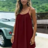 New Women's Off-Shoulder Loose Dress Pure Color Strap Casual Fashionable Summer Gown Cross-Border Loose Fit Maxi Dress
