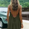 New Women's Off-Shoulder Loose Dress Pure Color Strap Casual Fashionable Summer Gown Cross-Border Loose Fit Maxi Dress