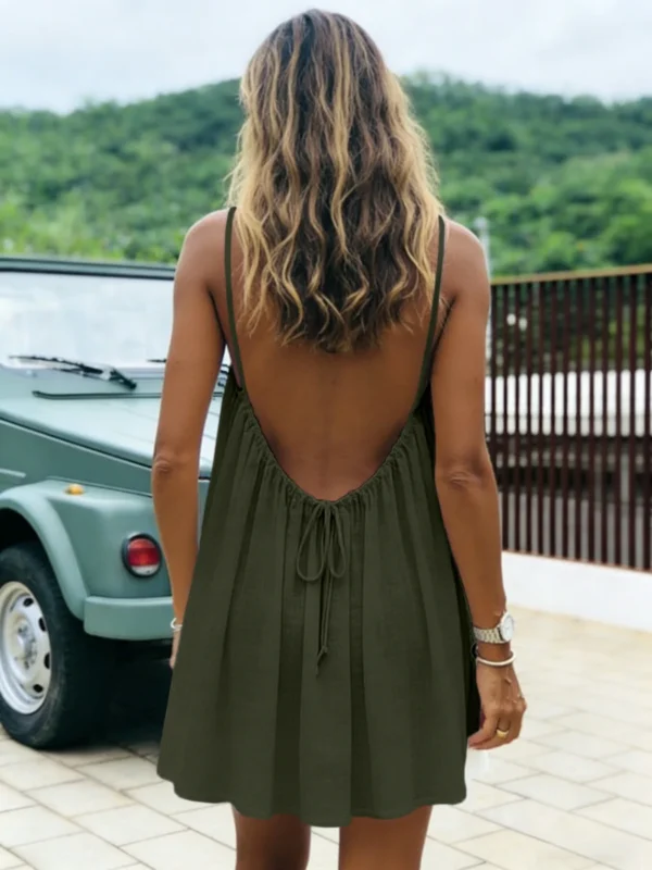 New Women's Off-Shoulder Loose Dress Pure Color Strap Casual Fashionable Summer Gown Cross-Border Loose Fit Maxi Dress