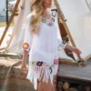 Se083dbe62a824715b22d4df0d102b9c35.webp Fashion Fringe Trim Bikini Cover Up V-Neck Hollow Design Beach Cover-Up Crochet Pattern Bathing Suit Cover for Women