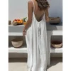 Se112dfde69e94efa945db9dad4470a921.webp New Arrival Women's Strapless Backless Long Loose Home Dress Comfortable Sleepwear Casual Maxi Dress