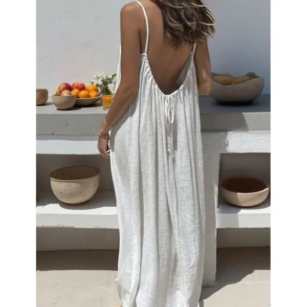 Se112dfde69e94efa945db9dad4470a921.webp New Arrival Women's Strapless Backless Long Loose Home Dress Comfortable Sleepwear Casual Maxi Dress