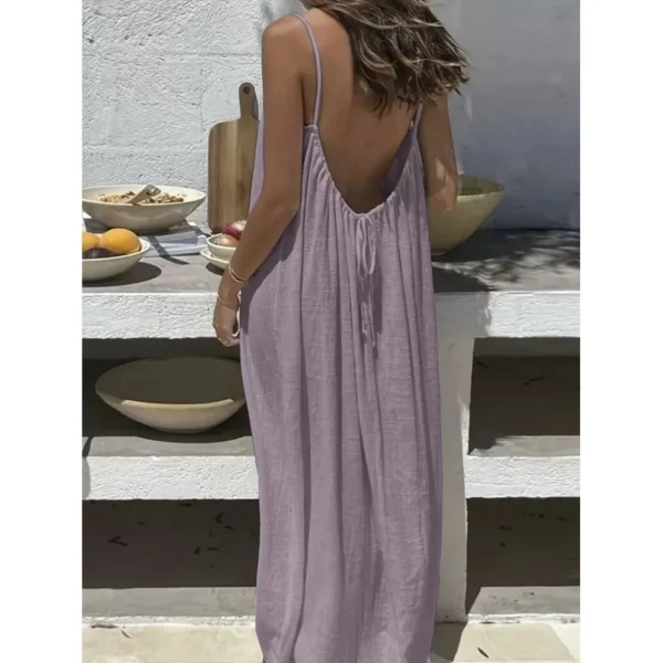 Se729b9aafe794b0b845af58d25906675Q.webp New Arrival Women's Strapless Backless Long Loose Home Dress Comfortable Sleepwear Casual Maxi Dress