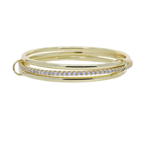 Sf0fcf916f3224d4ab0877b3d8629e4b1u.webp Classic 3pcs Set Daily Multi-layer Zircon Plain Bangle Bracelet Gold Color Plated Fashion Bling CZ Charm Texture Jewelry Bijoux