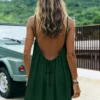 New Women's Off-Shoulder Loose Dress Pure Color Strap Casual Fashionable Summer Gown Cross-Border Loose Fit Maxi Dress