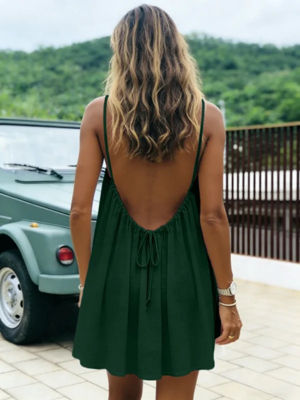 New Women's Off-Shoulder Loose Dress Pure Color Strap Casual Fashionable Summer Gown Cross-Border Loose Fit Maxi Dress