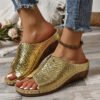 c3dd3368-5c4a-458e-aa2b-c8ea9dde0a48.jpg Fashion Crocodile-pattern Wedges Sandals Summer Outdoor Thick-soled Slippers Fish Mouth Shoes For Women