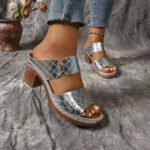 c5e19764-ffa2-4941-8615-1e0e8ecf3b2b.jpg Chunky Heel Sandals Summer Round Toe Plaid Slides Slippers Fashion Outdoor High Heels Shoes For Women