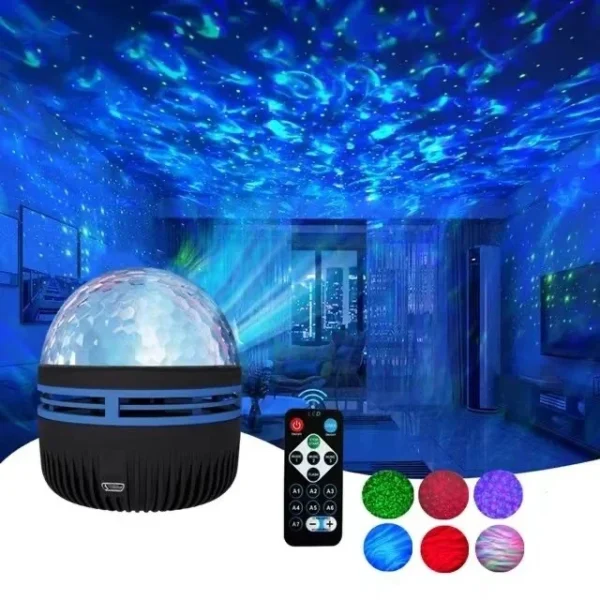 1pc Ocean Wave Projector, 7-Color Light Patterns with Remote Control, USB Powered for Bedroom, Home Theater & Room Decor