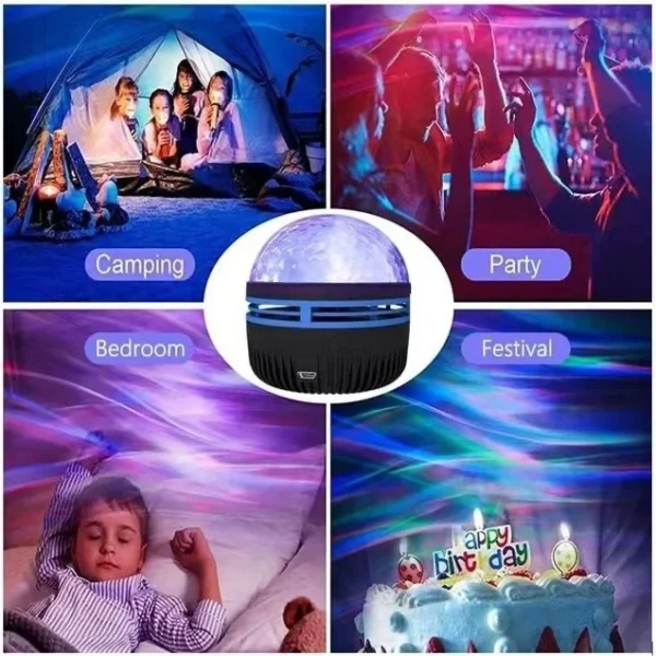 1pc Ocean Wave Projector, 7-Color Light Patterns with Remote Control, USB Powered for Bedroom, Home Theater & Room Decor
