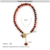 Women's Amber Tone Beaded Jewelry Set with Gold Tone Charms - Statement Necklace And Stackable Bracelets for Everyday Use